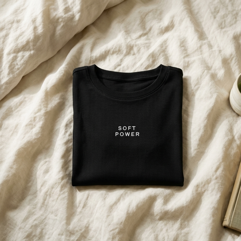 Soft Power Cropped Tee — Black