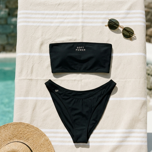 Soft Power Bandeau Bikini — Black