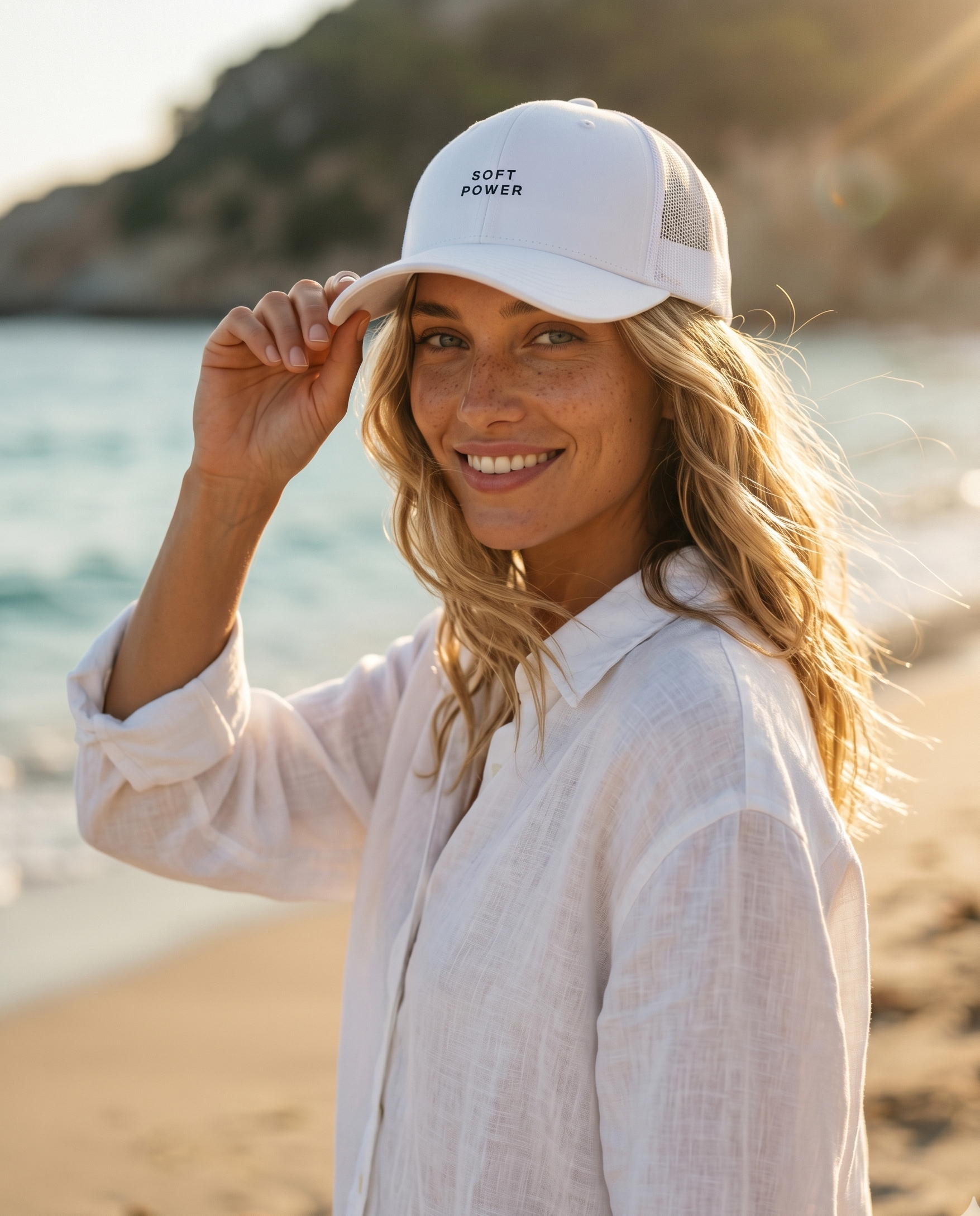 Soft Power Trucker Cap — White