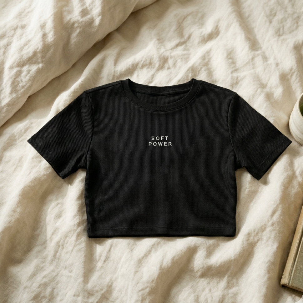 Soft Power Cropped Tee — Black